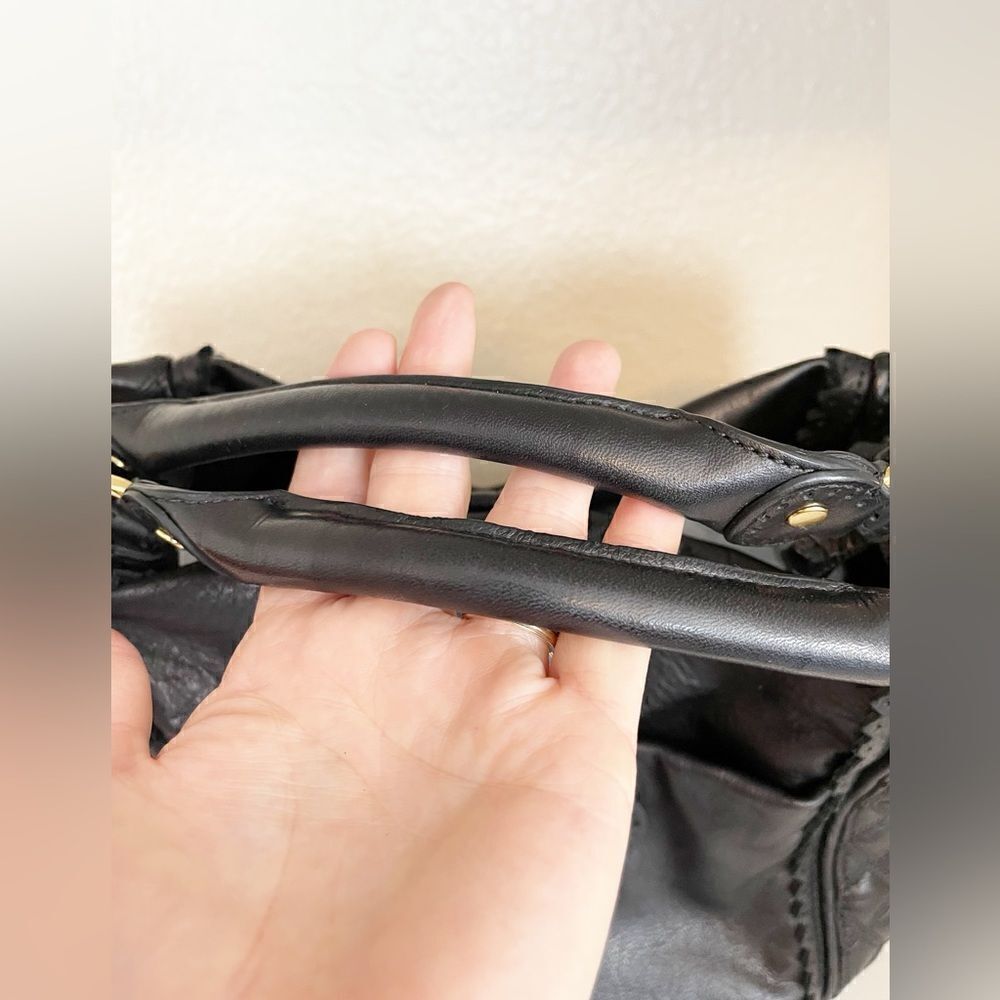 Juicy Couture Y2K black Leather Trim large shoulder purse Tote with dust bag - Picture 5 of 14